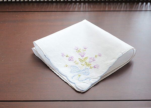 Lavender Roses Embroidered Handkerchief