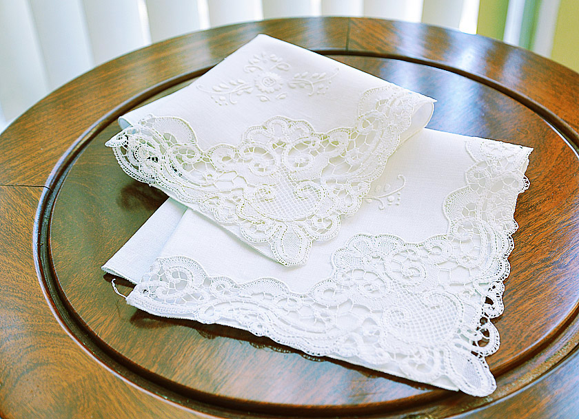 Venetian Lace Handkerchief. 13" & 17"