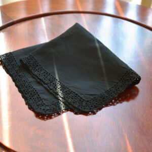 Handkerchief. Black colored Lace Trims 12″