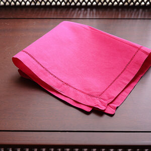 Hemstitch Handkerchief. Pink Peacock Colored