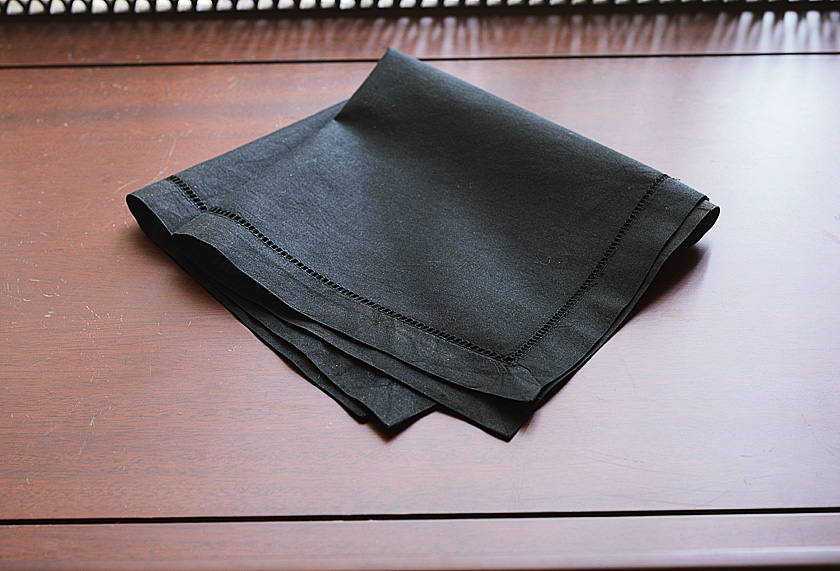 black colored hemstitch handkerchiefs