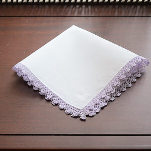cotton handkerchief with Lavender Fog Lace Triom