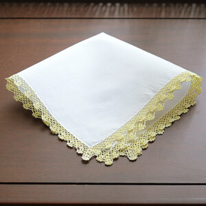 Handkerchief. Yellow Pear Colored Lace Trims