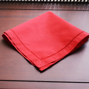 Red colored hemstitch handkerchief