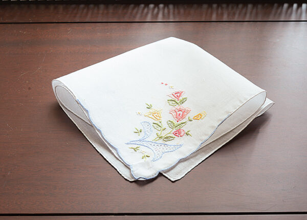multicolored roses embroidered handkerchief